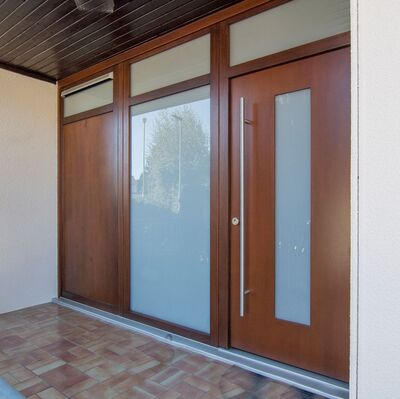 3-teilige Haustür mit satiniertem Glas